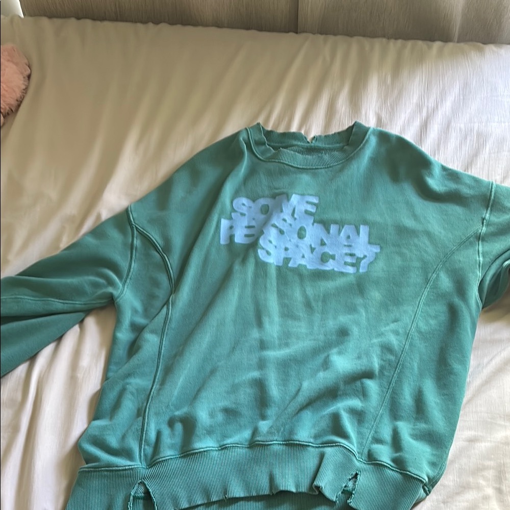 Aerie Teal Sweatshirt with Text Design